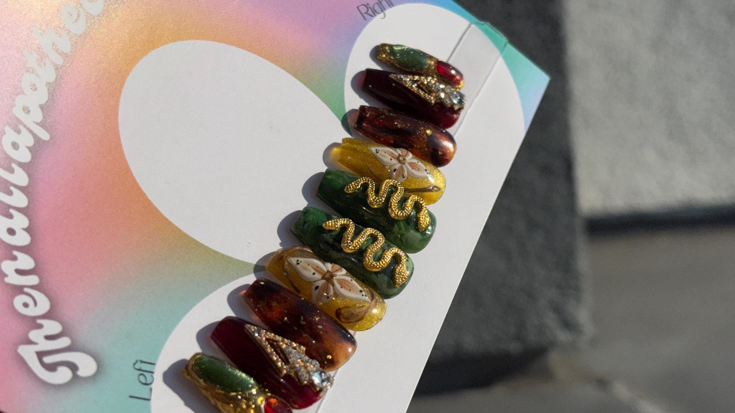 Custom Press-On Nail Set | Multi-Design | Nails by The Nail Apothecary | The Aligned  Design Tier | Nail Art Level #4